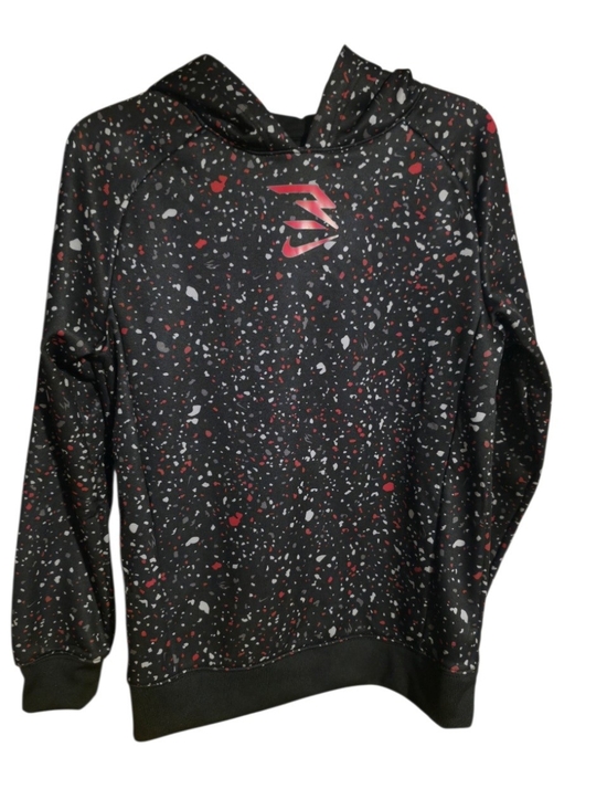 Nike Other - Nike Black Hooded Sweatshirt with Red & White Speckle Print